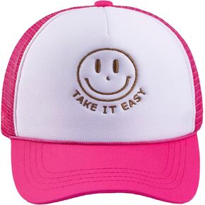 Smile Face Print Baseball Cap Trucker Mesh Hat Embroidered Snapback Hat