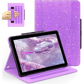 for Amazon Fire HD 10 Tablet Case (13th/11th Generation 2023/2021 Released), PU Leather Folio Cover with Multi-Angle Stand/Pen Holder, Auto Wake/Sleep for HD 10/10 Plus, Pink Glitter