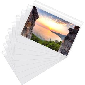 Ferraycle 100 Pcs Clear Crystal Bags for Art Prints Photos Self Seal Crystal Clear Sleeves Storage Bags for Photo Prints (12 x 9 Inches)
