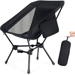 Folding Camping Chairs, Lightweight and Compact Design for Backpacking, Beach Trips, Outdoors, Black