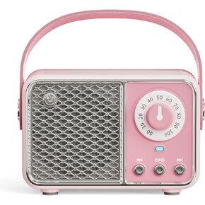 Retro Bluetooth Speaker, Vintage Decor, Wireless Portable Mini Bluetooth Speaker, Small Cute Stylish Vintage Speakers for Kitchen Desk Bedroom Home Office Party Outdoor Gift Pink