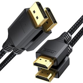 Display Port to HDMI Cable 3Ft 2-Pack, DispalyPort DP to HDMI [One-Directional] Cord Braided Male to Male 1080P@60Hz for Monitor HDTV Display Projector Compatible with Lenovo HP Dell