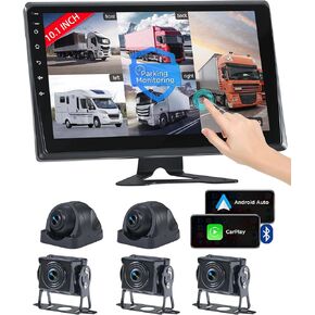 RV Backup Camera System ، 5 1080p cam & 10.1 "HD Android 13 Screen touch for Semi Camper Motorhome مع carplay wireless Android Auto Morning Monitoring DVR Recording wifi bt