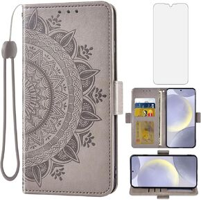 Asuwish Phone Case for Samsung Galaxy S24 Plus/S25 Plus S24+ S25+ 5G Wallet Cover Tempered Glass Screen Protector Credit Card Holder Flip Wrist Strap Stand Cell Accessories S 24 25 + Women Rose Gold