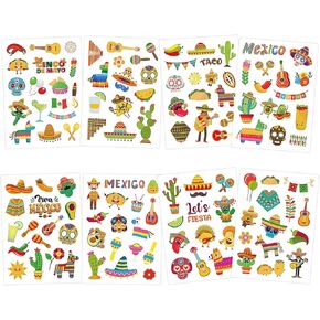 357Pcs Mexican Stickers, Cinco de Mayo Fiesta Water Bottle Stickers, Taco Burrito Enchilada Sombrero Vinyl Stickers for Water Bottle Laptop Decoration Fiesta Street Party Favors, 24 Sheets