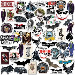 Batman The Dark Knight 50ct Vinyl Large Deluxe Stickers Variety Pack - Laptop, Water Bottle, Scrapbooking, Tablet, Skateboard, Indoor/Outdoor