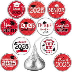 240Pcs Class of 2025 Graduation Stickers,Congrats Party Favors Chocolate Sticker Candy Labels for 2025 Senior High School College Graduation Supplies and Decorations (Black and Silver)