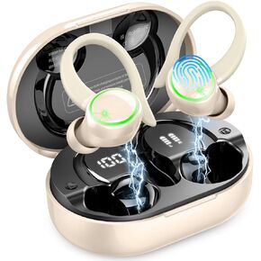 Wireless Earbuds, Bluetooth 5.4 Headphones Sports, 50H Playback Over-Ear buds with ENC Noise Cancelling Mic, Deep Bass Fitness Earphones with Earhooks, IP7 Waterproof Headset for Gym Running Workout