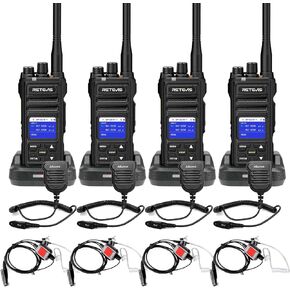 Retevis NR30S Walkie Talkies(4 Pack) with IP66 Waterproof Earpieces(4 Pack), IP67 Waterproof Long Range 2 Way Radios, Heavy Duty GMRS Radio, Noise Canceling, Two Way Radio Earpiece with Mic