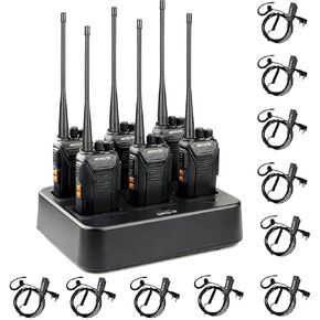 Retevis RT27V MURS 2 Way Radio(6 Pack) with Walkie Talkie Earpiece with Mic(10 Pack), Walkie Talkies Rechargeable, Long Range, Multi-Unit Charger, License Free, Rugged