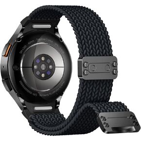 Charlam One Click No Gap Braided Bands Compatible with Samsung Galaxy Watch 7 Band 6 5 4 FE 40mm 44mm, Watch 6/4 Classic/5 Pro,20mm Magnetic Elastic Nylon Sport Strap for Samsung Watch Bands Men Women