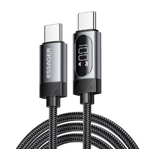 ESSAGER LED Display USB C to C Cable (3.3FT+6FT, 2Pack), Type C to Type c 100W Fast Charging Cable for iPhone 16/15 Pro Max, MacBook Pro, iPad Pro 2024, Galaxy S24 Ultra, Pixel