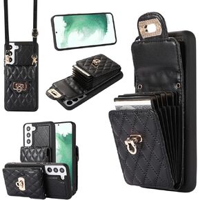 Asuwish Phone Case for Samsung Galaxy S21 Plus S21+ 5G Wallet Cover with Credit Card Holder Shoulder Crossbody Strap Long Lanyard Leather Cell Accessories S21+5G S21plus 21S + S 21 21+ G5 Women Pink