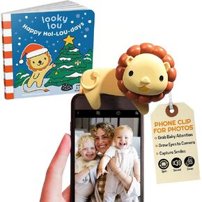 Looky Lou Holiday Baby Bundle - Phone Clip for Newborn Photography & Happy Hol LOU Day Book - Capture Milestone Moments & Festive Memories - Perfect Baby Shower, New Parent & Holiday Gift