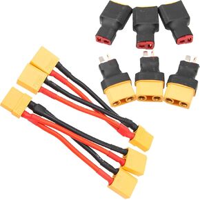 XT90 Plug to T Plug Adapter Male to Female Converter Connector Adaptor & XT90 Plug 12AWG Soft Silicone Parallel 3.93" Y Splitter Harness Cable Adapter 1Female to 2 Male