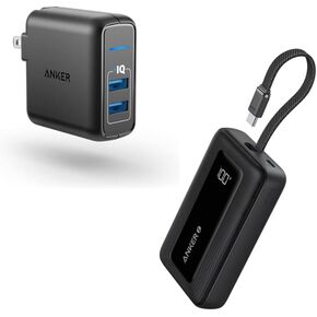 Anker Elite Dual Port 24W Wall Charger with Anker Zolo Power Bank, 10,000mAh 30W High-Speed Portable Charger