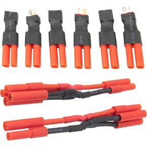 HXT 4MM Bullet Plug 12AWG Soft Silicone Parallel 3.93" Y Splitter Harness Cable Adapter 1Female to 2 Male & HXT4.0 Plug to T Plug Adapter Male to Female Converter Connector Adaptor