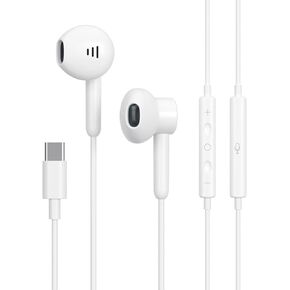 USB C Headphones Wired for iPhone 16, Type C Earbuds Earphones with & Volume Control, HiFi Stereo Noise Earbuds Wired for Samsung Galaxy S24/S23/S22/S21/S20 Ultra