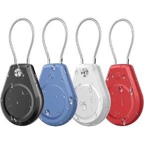 AirTag Keychain Holder 4 Pack - Upgraded Premium PC Airtag Case with Metall Wire Cable, IPX8 Waterproof & Ultra Durable, Airtag Accessories for Pet Collars, Luggage, Kids, Bicycles, Suitcases, Scooter