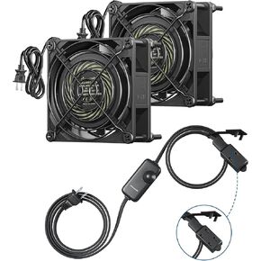 مروحة تبريد مقاومة للماء من DeWenwils 120V AC ، 80 مم × 25 مم مع مروحة التبريد مع التحكم في السرعة ، معتمدة من مروحة تهوية عادم التبريد DIY ، مقاومة للهب ، 2 عبوة