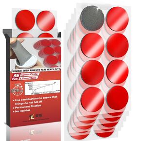 Double Sided Adhesive Pads Heavy Duty,56Pcs UltraSticky Strong Circle Mounting Tape for Car, Home, Office and Outdoor, 1.5mm Thicked