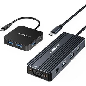 ANYOYO USB C Docking Station Dual Monitor &6 Ports USB Hub 3.0