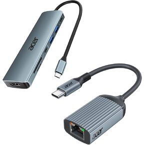 Acer 7 in 1 USB C Hub Bundle with USB C to Ethernet Adapter 1 Gbps