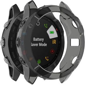MOTONG for Garmin Fenix 6X Transparent TPU Protective Case - TPU Protective Case Cover Shell for Garmin Fenix 6X(TPU Black)