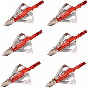 6PK Hunting Broadhead 100 Grain Fixed 6-Blade 1.5inch Cutting Dia Hunting Bow Archery Shooting Tip Arrowheads