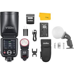 Godox V100S V100-S Flash for Sony, TTL Sony Flash 100Ws Power, Intuitive Touchscreen,with Godox ML-CD15 Diffusion Dome