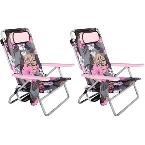 Roxy 2-Pack Beach Chair Bundle – Lightweight Folding Chairs with Adjustable Recline, Cup Holders, and Carry Bags – Portable and Durable Chairs for Beach, Camping, or Outdoor Events
