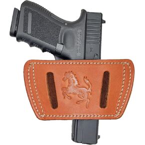 OWB & IWB Leather Gun Holster - Inner & Outside Holsters - Universal CCW Holster - Concealed Carry Holster for Glock Canik Taurus Sig M&P HK Walther Beretta Pistols - Ambidextrous Handed