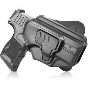 OWB Paddle Holster Compatible with Sig P365, P365 SAS, P365 Micro, Outside Waistband Sig P365 9mm Gun Holster, Index Finger Release System, Adjustable Cant, Right Hand Black