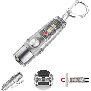 S12Pro Keychain Flashlight Rechargeable,750 High Lumen EDC Mini Flashlight with Clip,Multifunction COB Light with 365nmUV-11 Lighting Modes, Tail Magnet, Flash Light