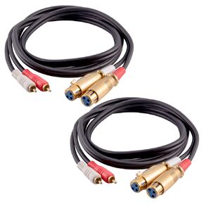 Seismic Audio - SA-DRCXLF6-2Pack - Pair of Premium 6 Foot Dual XLR Female to Dual RCA Male Patch Cables - XLRF to 2-RCA Link Cables