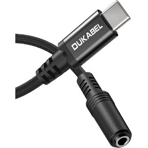 DUKABEL Type C to Aux Adapter, USB-C to Audio Jack with Upgraded DAC Chip for Samsung Galaxy S22 S21 S20 Ultra S20+ Note 20 Google Pixel 6 Pro/5/4/3/2 OnePlus 7T and More