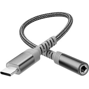 USB-C to 3.5mm Female Headphone Jack Adapter, USB Type C to AUX Audio Dongle Cable Cord Compatible with Samsung Galaxy S24 S23 Ultra S22 Note 20 S10,iPad Pro,Pixel 4 3 2 XL and More (Grey)