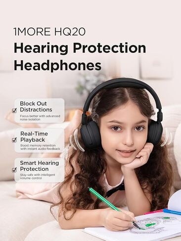 1 Morey Kids Bluetooth Wireless Headphones - HQ20 Sonoflow Mini Over Ear Headones ، حجم آمن ، وقت تشغيل 65 ساعة ، قابلة للطي مريحة ، ميكروفون للاتصال ، Android و iOS متوافق (Pink) in Kuwait
