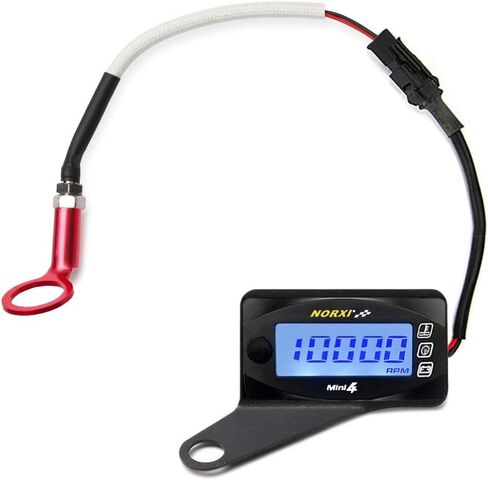 Motorcycle 4-in-1 Multifunction Gauge Mini 4 Meter (RPM Tachometer+Cylinder Head Temp+Voltmeter+Clock) 4in1 Multi-Functional Gauge Digital Multimeter Engine Temperature Meter (14mm, Right) in Kuwait