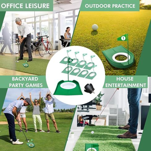 9 Pack Putt Cups with Flags, Mini Golf Game with Golf Ball Retriever, Build Your Own Course at Home, The Office or On The Green, Putt Putt Golf Set for Backyard Indoor Outdoor, Light Green in Saudi Arabia