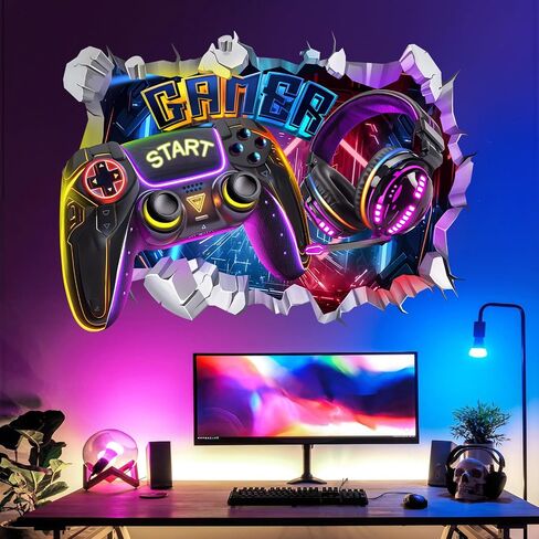 decalmile Gamer Gaming Controller Eat Sleep Game Boys Wall Decals Stickers in Saudi Arabia