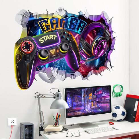 decalmile Gamer Gaming Controller Eat Sleep Game Boys Wall Decals Stickers in Saudi Arabia