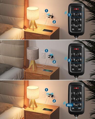 DeWenwils منفذ التحكم عن بُعد Dewenwils ، 2 تحكم مستقل ومراقبة مزدوجة ، 15A/1875W مفتاح الضوء عن بُعد ، نطاق 100 قدم ، مفتاح مخرج عن بُعد للمصباح ، المروحة ، ضوء عيد الميلاد ، الأسود ، FCC مدرج in Kuwait