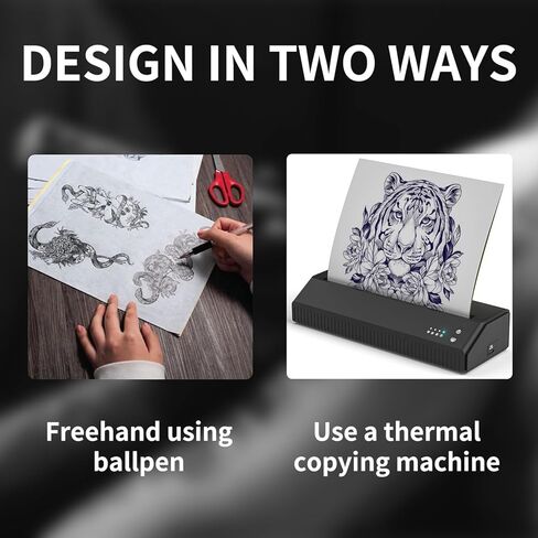 جلود تدريب التاتو مع ورق نقل - مجموعة ورق استنسل فارغ للتدريب على الوشم من جوديرو، تتضمن 20 قطعة من ورق التتبع و10 قطع من ورق التاتو مزدوج الجوانب للفنانين المبتدئين in Kuwait