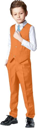 Boys 4 Pieces Suits Slim Fit Kids Outfits Vest Pants Sets Black Blue Formal Dresswear for Boy in Kuwait