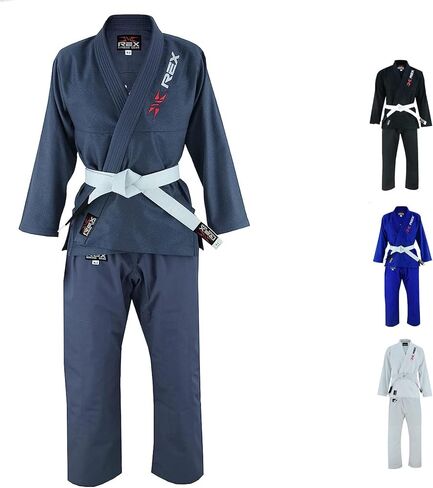 حزام جيو جيتسو البرازيلي من REX Sports للرجال والنساء BJJ Gi Grappling Kimonos حزام أبيض خفيف الوزن (أزرق ملكي، K2) in Saudi Arabia
