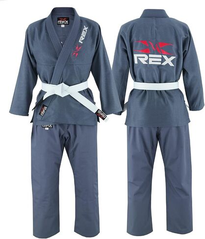 حزام جيو جيتسو البرازيلي من REX Sports للرجال والنساء BJJ Gi Grappling Kimonos حزام أبيض خفيف الوزن (أزرق ملكي، K2) in Saudi Arabia
