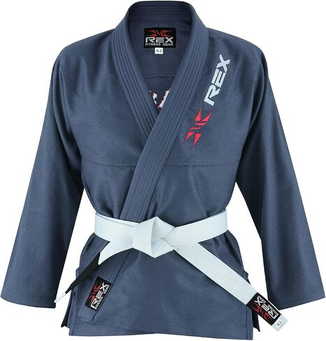 حزام جيو جيتسو البرازيلي من REX Sports للرجال والنساء BJJ Gi Grappling Kimonos حزام أبيض خفيف الوزن (أزرق ملكي، K2) in Saudi Arabia