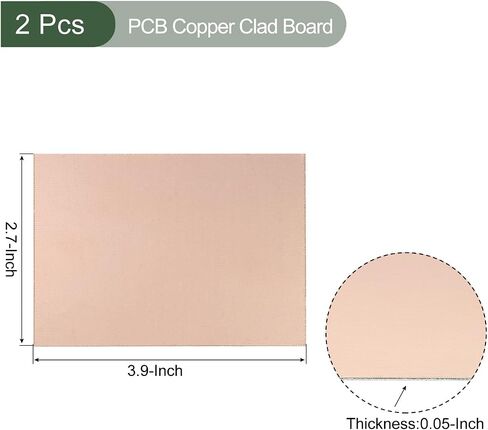YOKIVE قطعتان من ألواح PCB النحاسية، لوحات دوائر فارغة مزدوجة الجوانب FR4، رائعة للهوايات الإلكترونية والحفر ومشاريع الدوائر (200 مم × 100 مم × 1.2 مم) in Kuwait