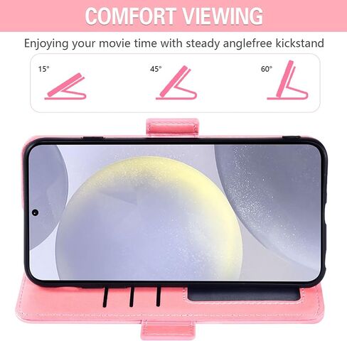 Asuwish Phone Case for Samsung Galaxy S24 Plus/S25 Plus S24+ S25+ 5G Wallet Cover Tempered Glass Screen Protector Credit Card Holder Flip Wrist Strap Stand Cell Accessories S 24 25 + Women Rose Gold in Saudi Arabia
